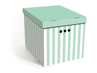 Dekorativní krabice zelené pruhy XL úložný box, velikost 42x32x32cm 