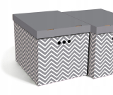 Dekorativní krabice šedý cikcak XL úložný box, velikost 42x32x32cm