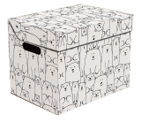 Dekorativní krabice omalovánky bílé medvědy ONE, úložný box s víkem 34x25x26cm
