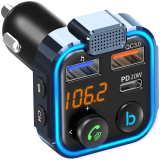 Transmiter FM Bluetooth 5.0 2x USB + 1x PD USB-C černý