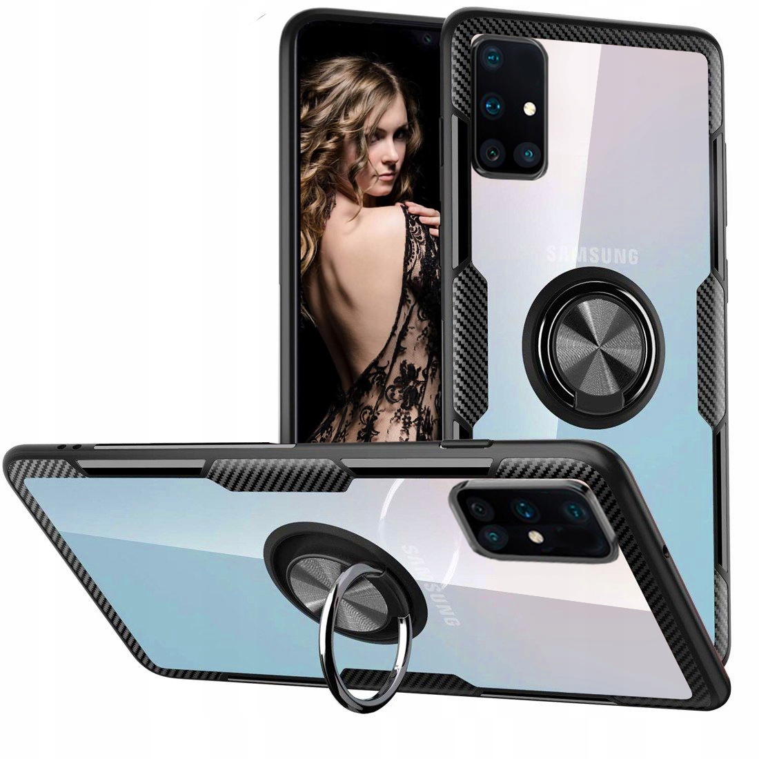 Samsung Galaxy S20+ Plus, obal pouzdro kryt obrněný Holder 3w1 ring průhledné