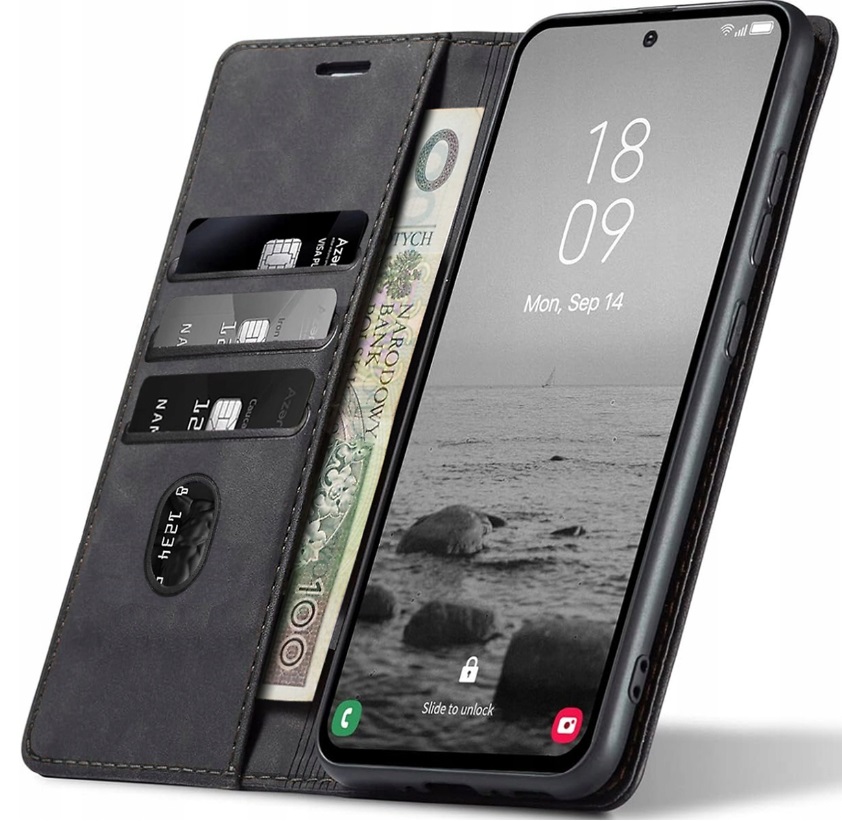 Samsung Galaxy S23, magnetické kožené pouzdro s klopkou sheep skin z měkké ovčí kůže