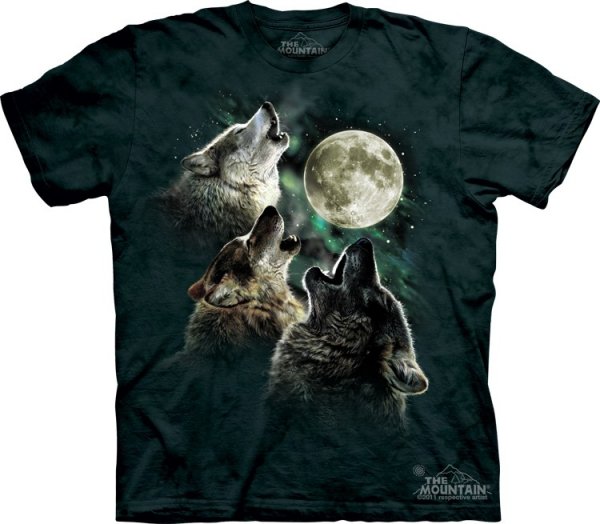 Tričko 3D potisk - krátký rukáv - Three Wolf Moon Glow, vlci - The Mountain