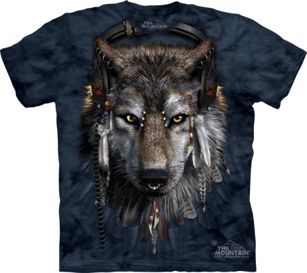 Tričko 3D potisk - krátký rukáv - DJ Fen, vlk, wolf - The Mountain
