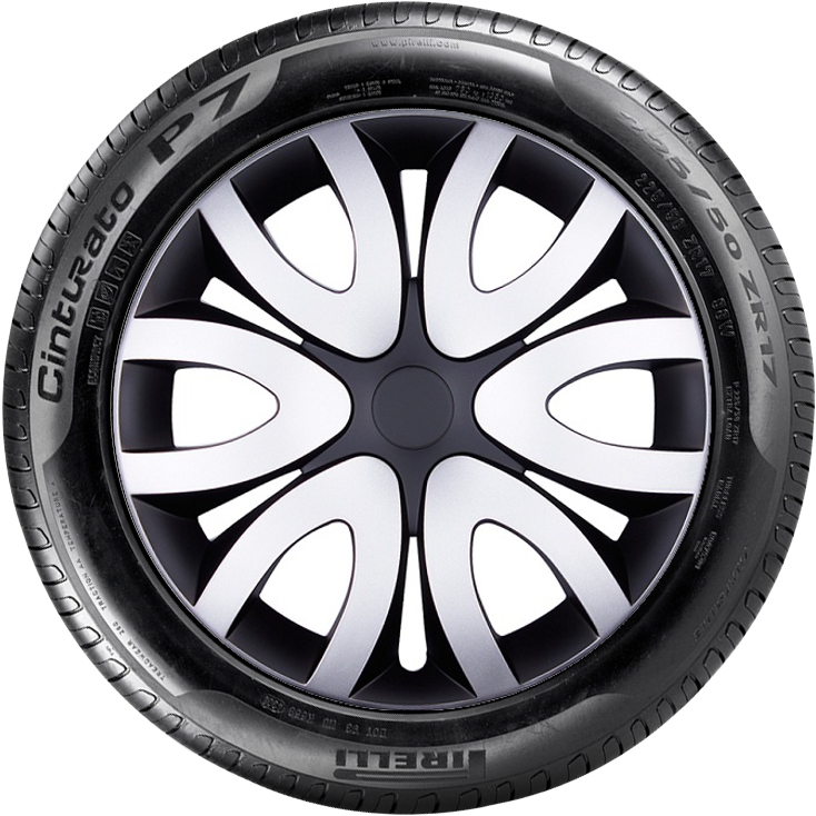 HYUNDAI 15'' kompatibilní s modely, poklice na kola 4ks (sad) mika cerna/stribr