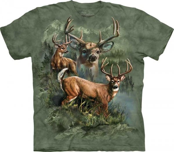 Tričko 3D potisk - Deer Collage, Jelen - The Mountain