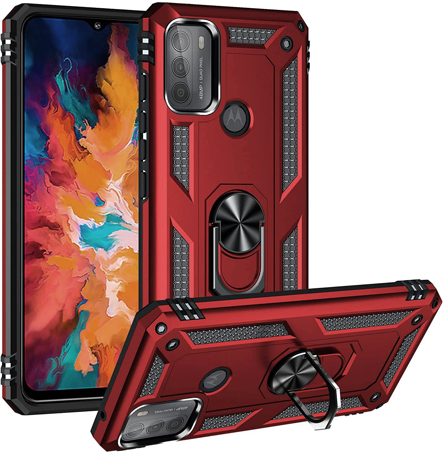 Motorola Moto G50, obal pouzdro na mobil kryt obrněný Holder 3w1 ring