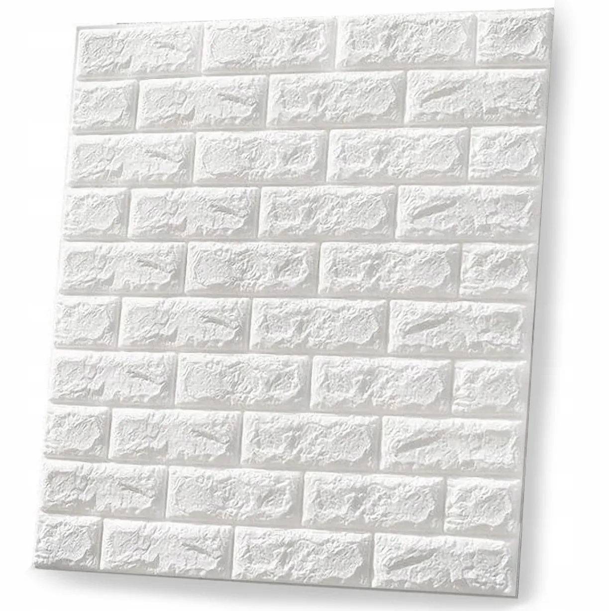 Samolepicí panely, 3D cihlové tapety - 1x kus 77 cm x 70 cm (0,54 m2) bílá cihla