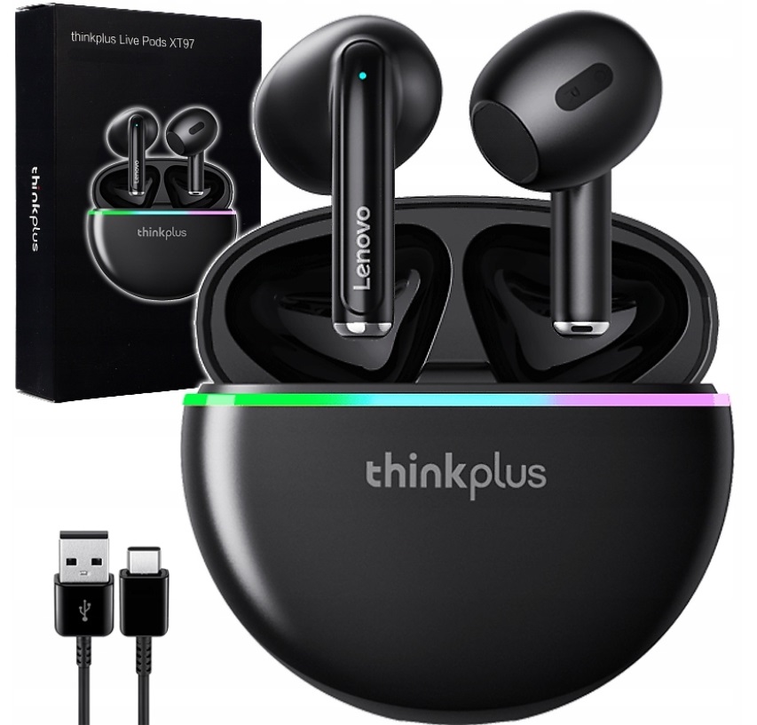 Sluchátka bezdrátová lenovo xt97 voděodolná gamingová + powerbank