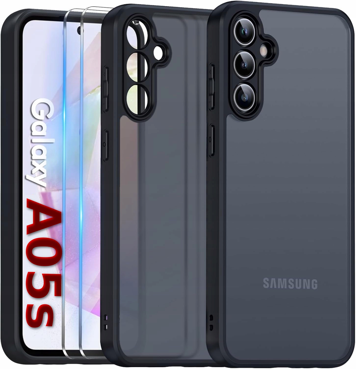 Samsung Galaxy A05s, pancéřové pouzdro černý mat kryt obal na mobil MATNÉ