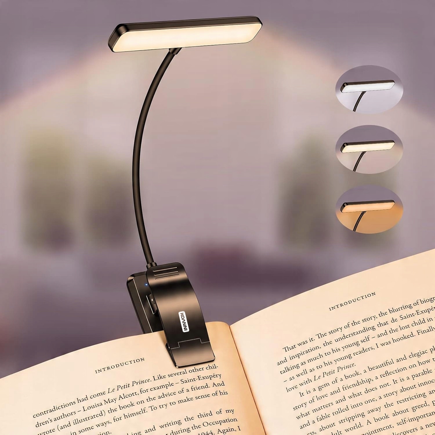 LED LAMPIČKA NA ČTENÍ KNIH NOČNÍ USB S KLIPEM 18 LED 360° vip