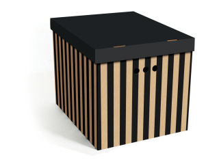 Dekorativní krabice Černé pruhy XL úložný box, velikost 42x32x32cm vip