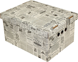 Dekorativní krabice Noviny A4, úložný box s víkem, vel. 33x25x18cm vip