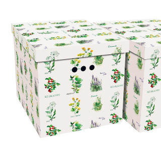 Dekorativní krabice Byliny XL, úložný box s víkem, vel. 42x32x32cm vip