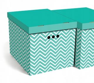 Dekorativní krabice zelený cikcak XL úložný box, velikost 42x32x32cm vip