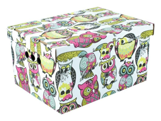 Dekorativní krabice Sovy A4, úložný box s víkem, vel. 33x25x18cm vip