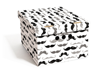 Dekorativní krabice mužský knír A4 úložný box, velikost 33x25x18cm vip