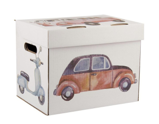Dekorativní krabice Malovaná auta, cars ONE, úložný box s víkem, vel. 34x25x26cm