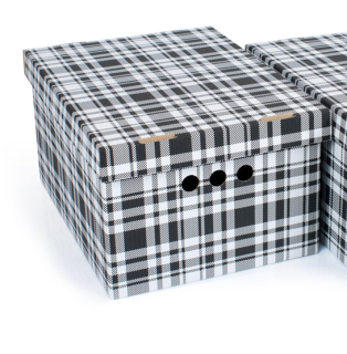 Dekorativní krabice Černá mřížka A4 úložný box, velikost 33x25x18cm 