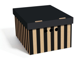 Dekorativní krabice Černé pruhy A4 úložný box, velikost 33x25x18cm 