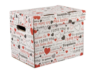 Dekorativní krabice I LOVE YOU ONE, úložný box s víkem, vel. 34x25x26cm