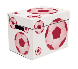 Dekorativní krabice FOOTBALL, kopaná ONE, úložný box s víkem vel. 34x25x26cm RED