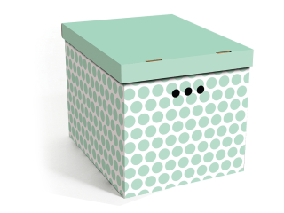 Dekorativní krabice zelené tečky XL úložný box, velikost 42x32x32cm 