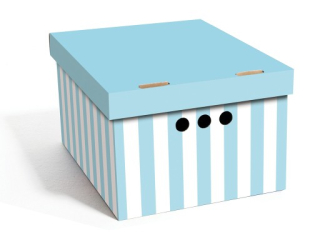Dekorativní krabice modré pruhy A4 úložný box, velikost 33x25x18cm 