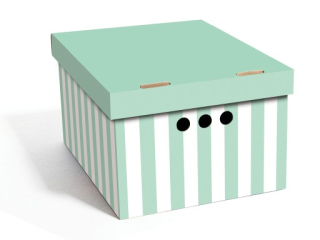 Dekorativní krabice zelené pruhy A4 úložný box, velikost 33x25x18cm 