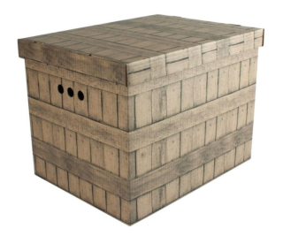 Dekorativní krabice hnědá deska, desky XL, úložný box s víkem, vel. 42x32x32cm