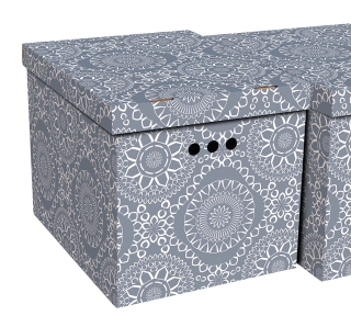 Dekorativní krabice Maroko šedé, morocco XL úložný box, velikost 42x32x32cm