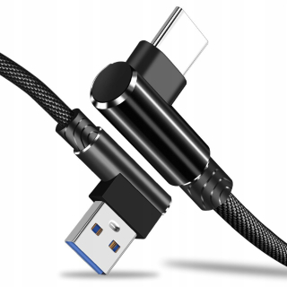 Dlouhý 1m, nabíjecí a datový kabel USB-C s konektorem v úhlu 90°
