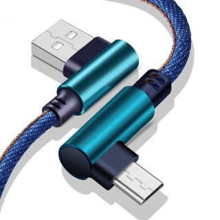Micro USB kabel pro Samsung HTC Huawei Xiaomi Lenovo Nokia Sony v úhlu 90° / 2m