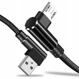 Micro USB kabel v úhlu 90° pro Samsung HTC Huawei Xiaomi Lenovo Nokia Sony - 1m