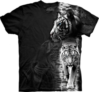 Tričko 3D potisk - krátký rukáv - White Tiger Stripe, tygr - The Mountain