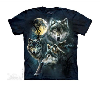 Tričko 3D potisk - krátký rukáv - Moon Wolves Collage vlci - The Mountain / děti