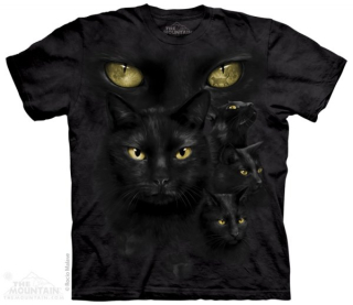 Tričko 3D potisk - krátký rukáv - Black Cat Moon Eyes, kočka - The Mountain