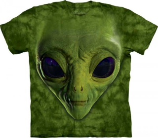 Tričko 3D potisk - krátký rukáv - Green Alien Face, UFO - The Mountain