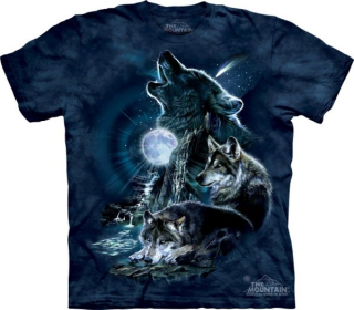Tričko 3D potisk - krátký rukáv - Bark at the Moon, vlci, vlk - The Mountain