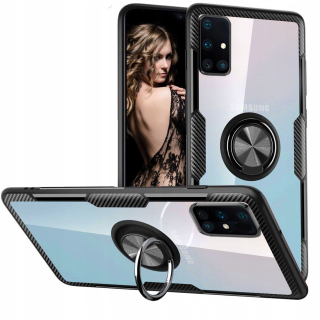 Samsung Galaxy A51, obal pouzdro na mobil kryt obrněný Holder 3w1 ring průhledné