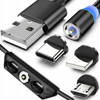 Nabíjecí datový magnetický USB kabel 3A zařízení IPHONE MICRO / USB / TYP-C