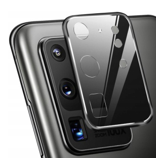 Samsung Galaxy S20, hybrid tvrzené černé sklo objektivu, hliníkový černý rám