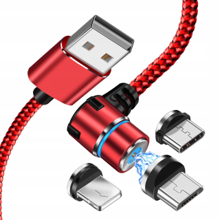 Nabíjecí datový nylonový magnetický kabel 3A zařízení IPHONE / MICRO USB / TYP-C