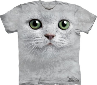 Tričko 3D potisk - Green Eyes Face, šedá kočka - The Mountain