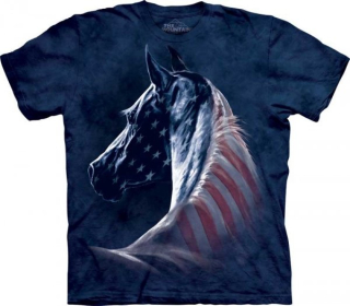 Tričko 3D potisk - Patriotic Horse Head, kůň, USA - The Mountain