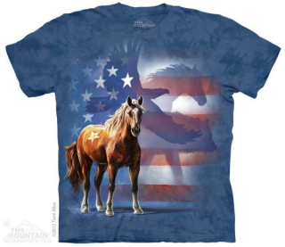 Tričko 3D potisk - Wild Star Flag, kůň USA - The Mountain