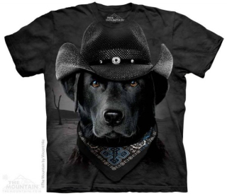 Tričko 3D potisk - Cowboy Lab, černý labrador - The Mountain