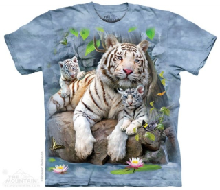 Tričko 3D potisk - White Tigers of Bengal, tygří rodina - The Mountain