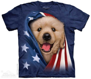 Tričko 3D potisk - Patriotic Golden Pup, pes - The Mountain