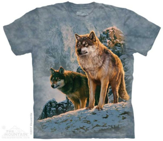 Tričko 3D potisk - Wolf Couple Sunset, vlk vlci - The Mountain